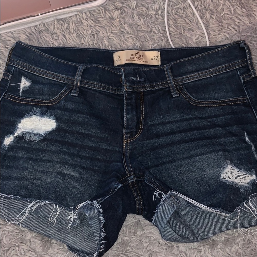 hollister rippend midi jean shorts